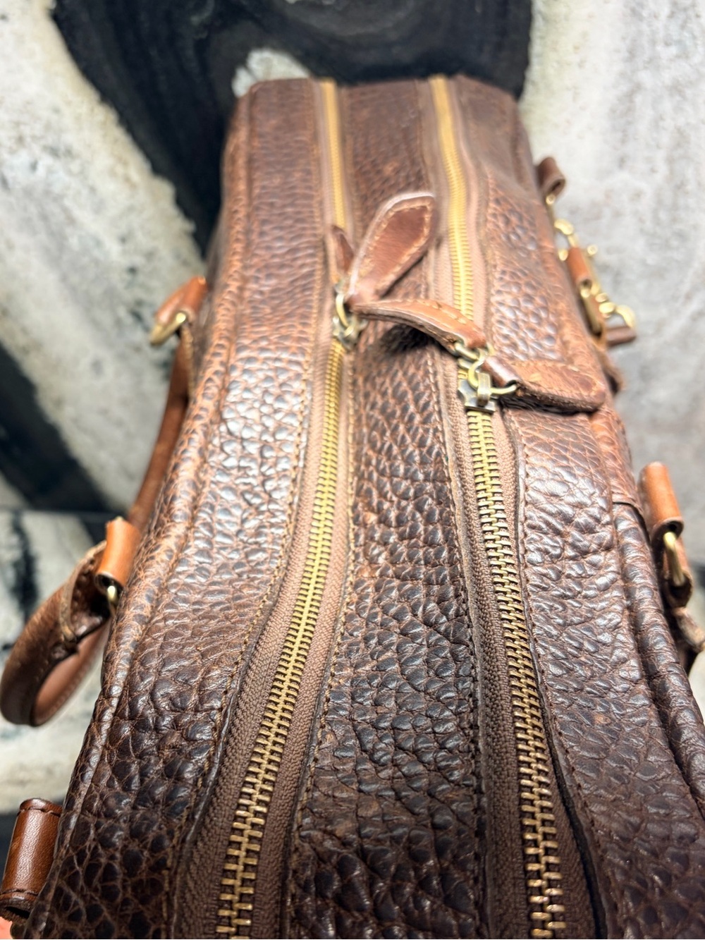 Lucchese Buffalo Leather Briefcase Messenger Laptop Bag Brown USA Luxury - Picture 6 of 12